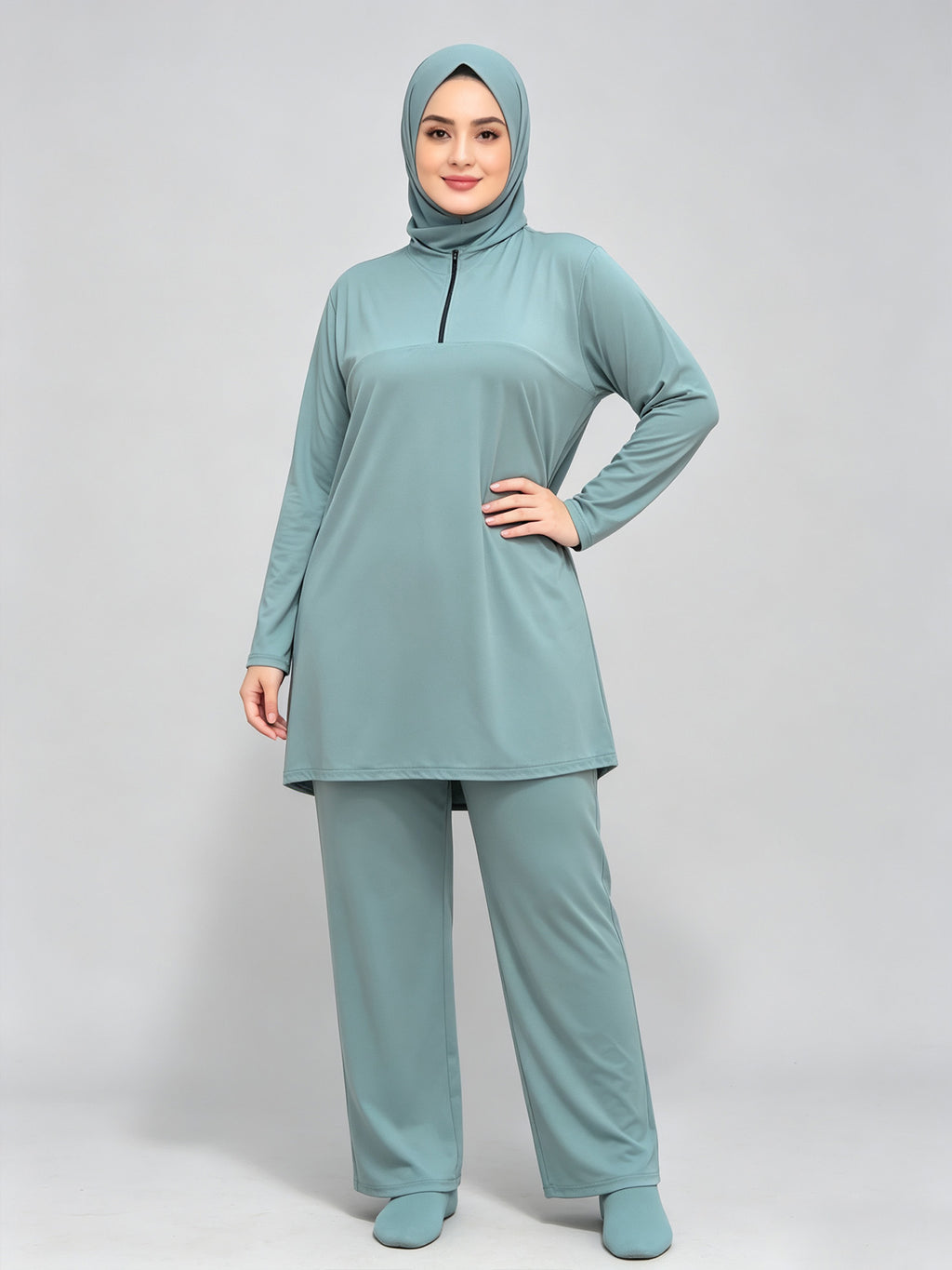 Zaynab Collection Zipper Design Modest Muslim Bathing Suit Outfit Burkini ZCB023
