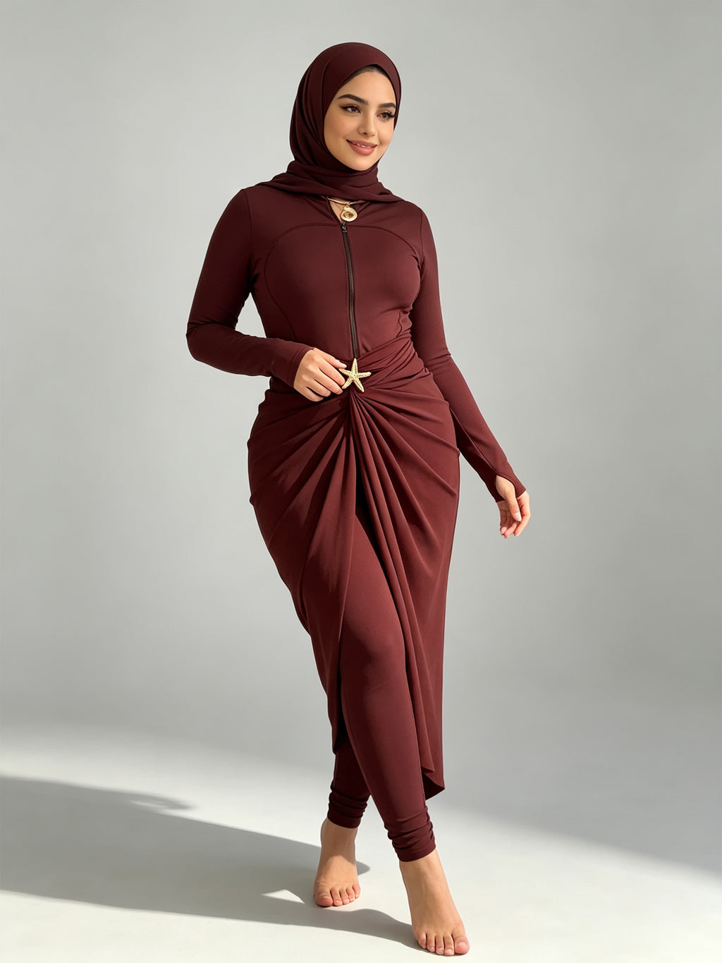 Zaynab Collection High Waist Modest Islamic Swimming Wear Set Burkini ZCB024