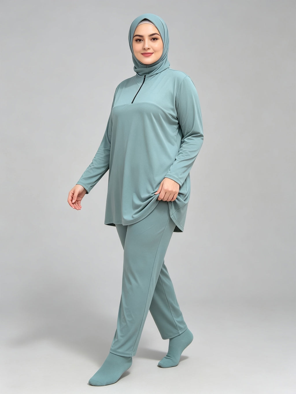 Zaynab Collection Zipper Design Modest Muslim Bathing Suit Outfit Burkini ZCB023