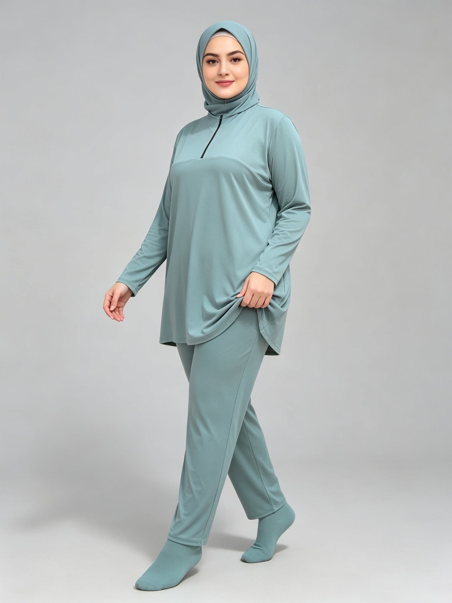 Zaynab Collection Zipper Design Modest Muslim Bathing Suit Outfit Burkini ZCB023