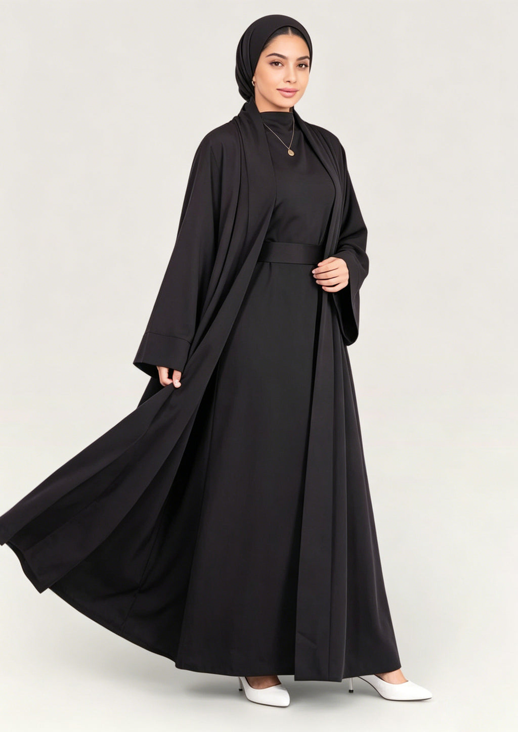 Zaynab Muslim Black Kimono Clothes Women Abaya ZCA007