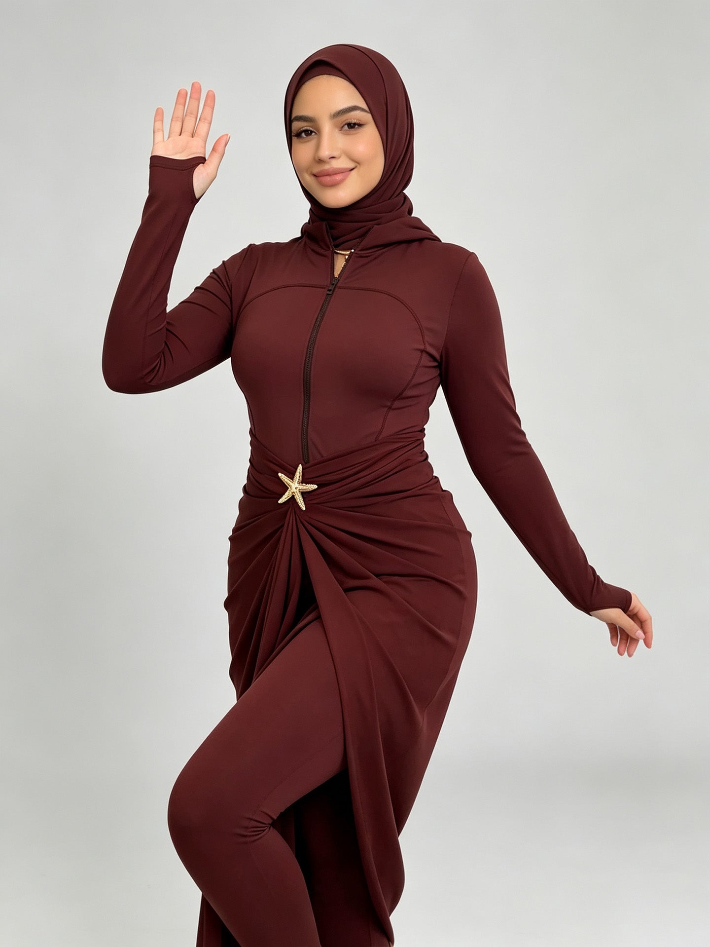 Zaynab Collection High Waist Modest Islamic Swimming Wear Set Burkini ZCB024