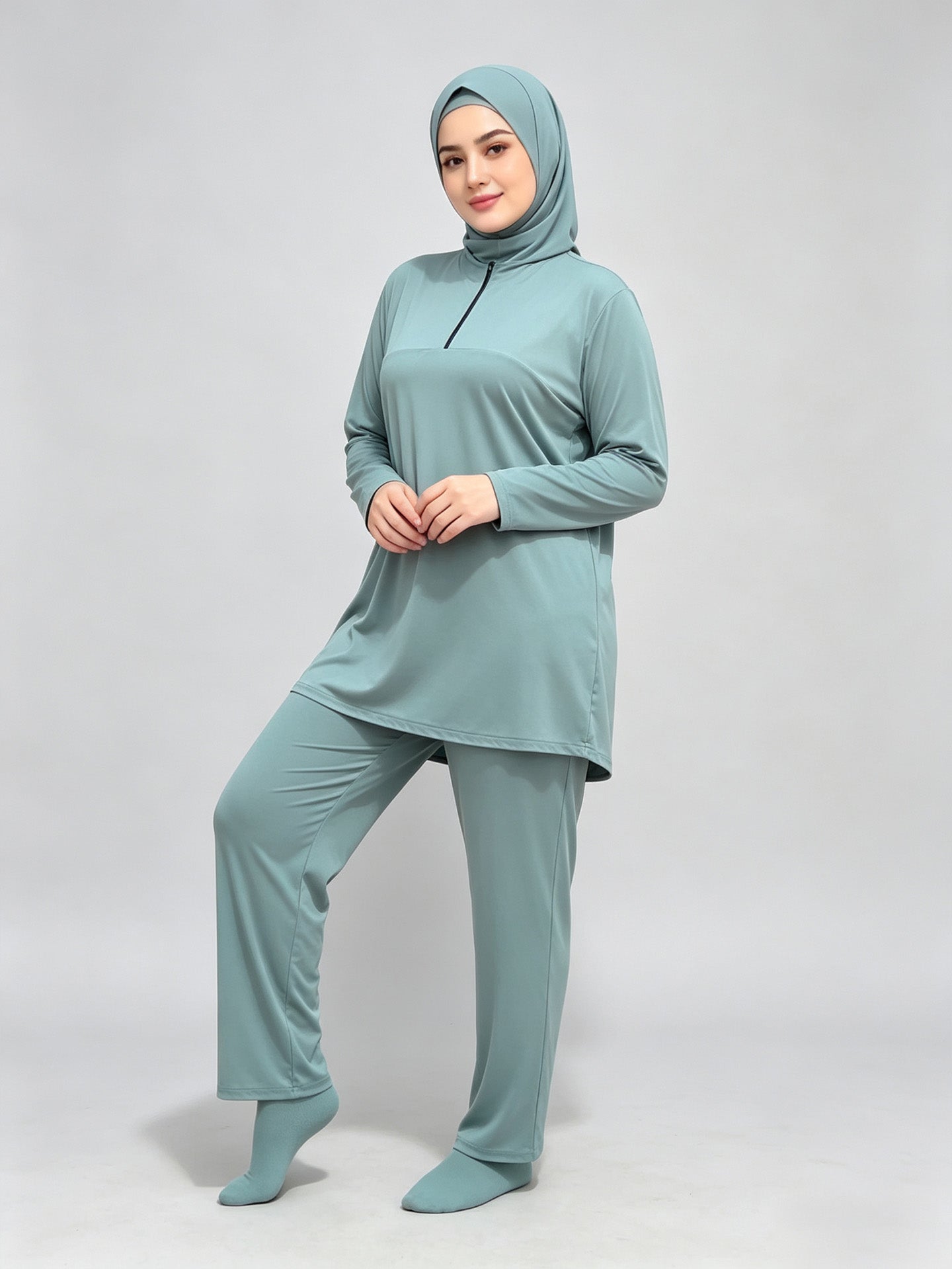 Zaynab Collection Zipper Design Modest Muslim Bathing Suit Outfit Burkini ZCB023