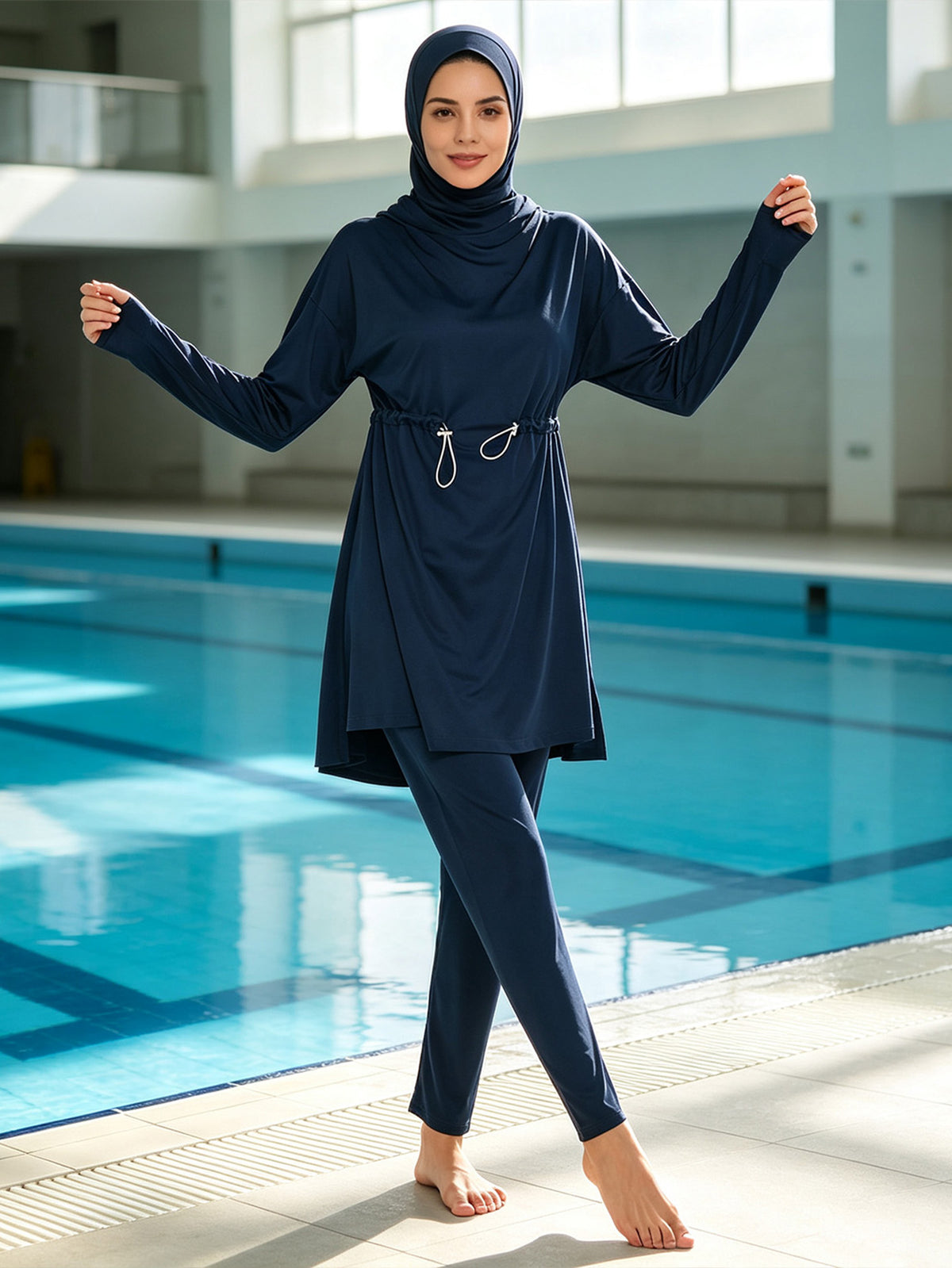 Zaynab Soft Nylon Muslim Women Full Cover Swimwear UPF50 Hijab Set Outdoor Beach Sport burkini ZCB034