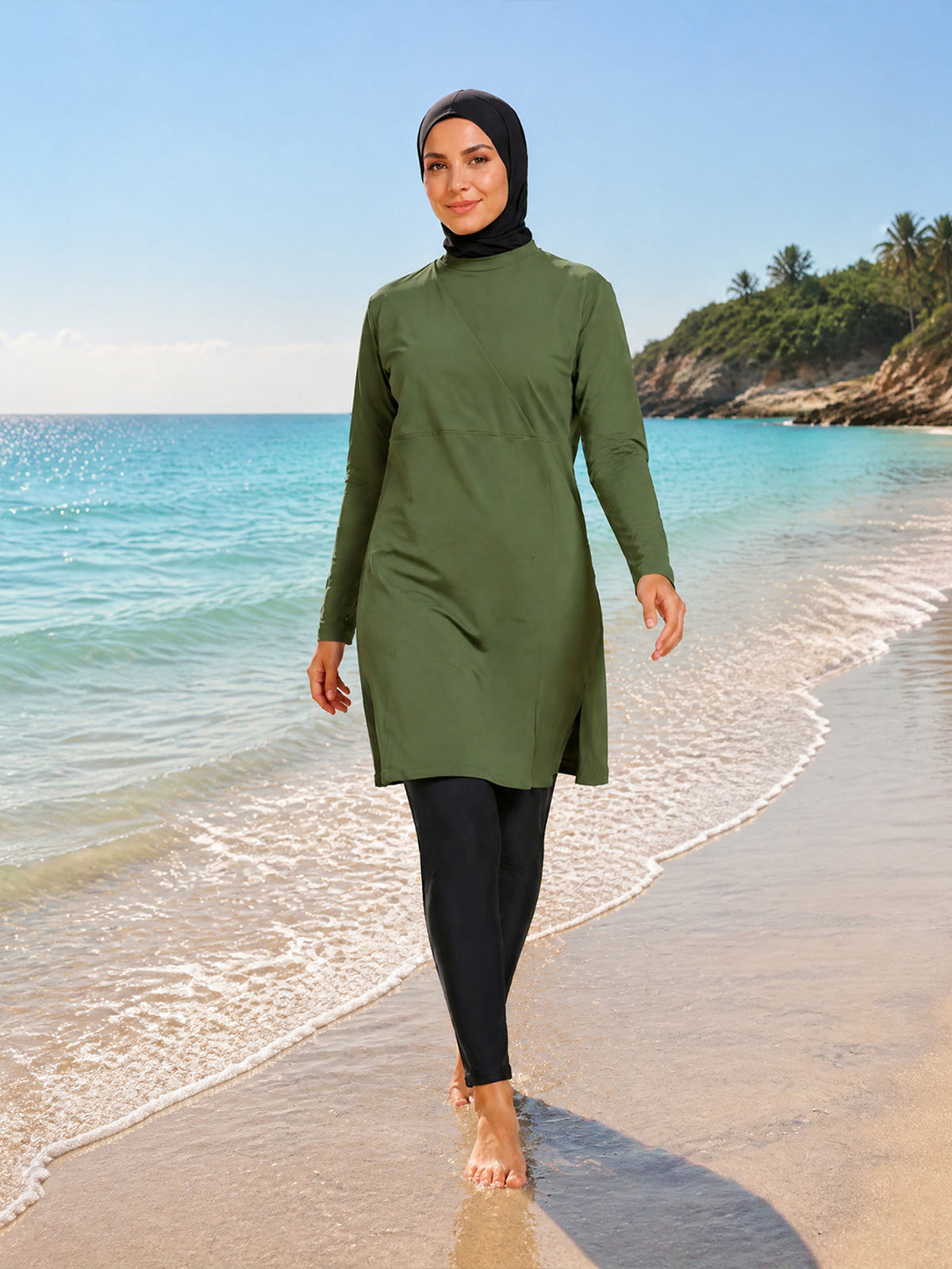 Zaynab 2026 Trend Islamic Conservative Swimwear Long Sleeve Full  Muslim Women Seaside Burkini ZCB037