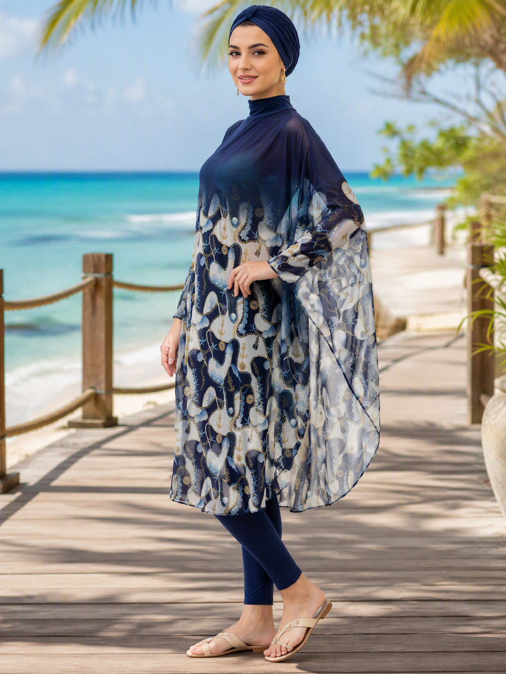 Zaynab  Modest Muslim Swimwear Women Full Coverage Islamic Bathing Suit Quick Dry Long Sleeve Arabic Burkini ZCB042