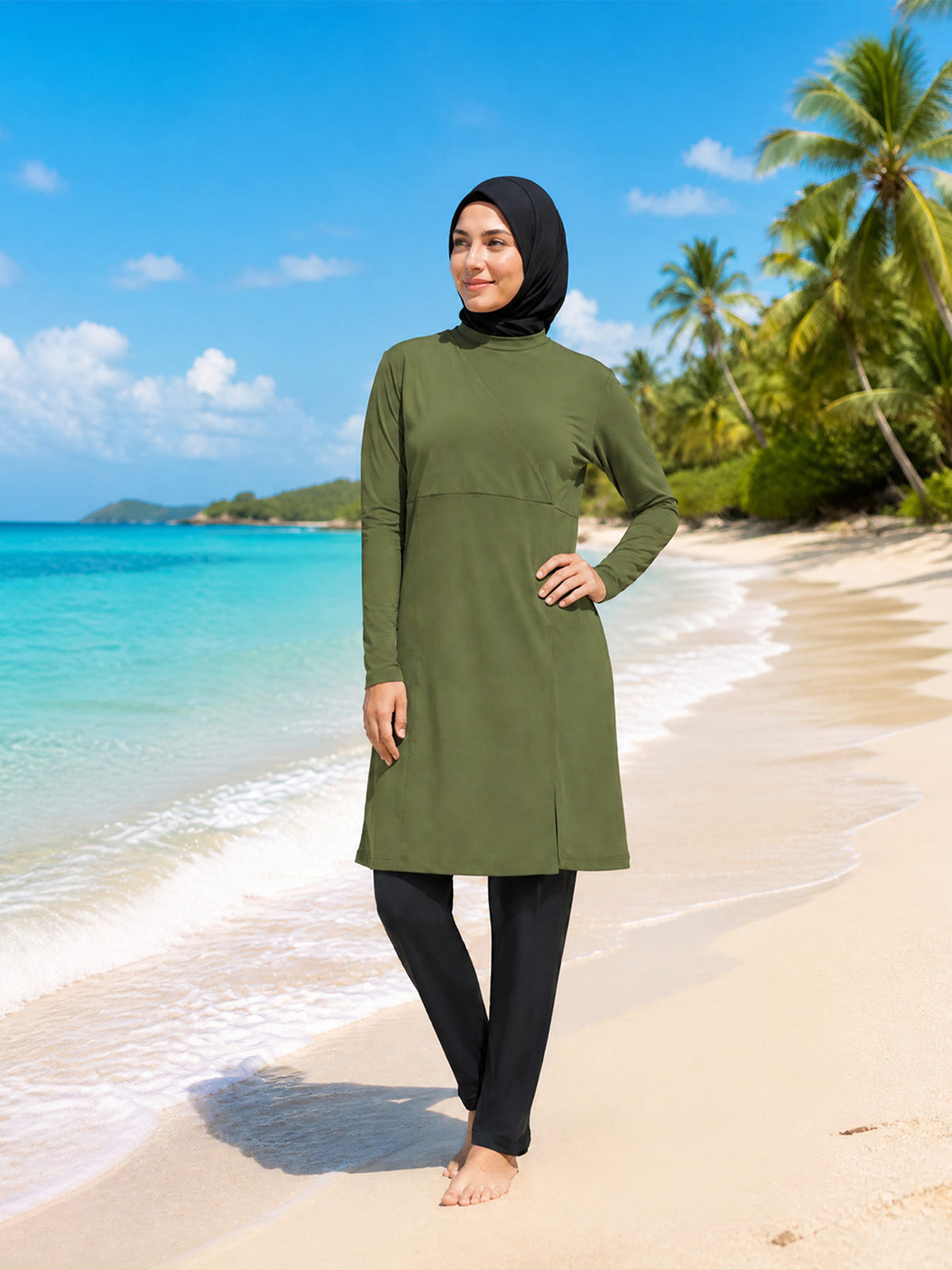 Zaynab 2026 Trend Islamic Conservative Swimwear Long Sleeve Full  Muslim Women Seaside Burkini ZCB037