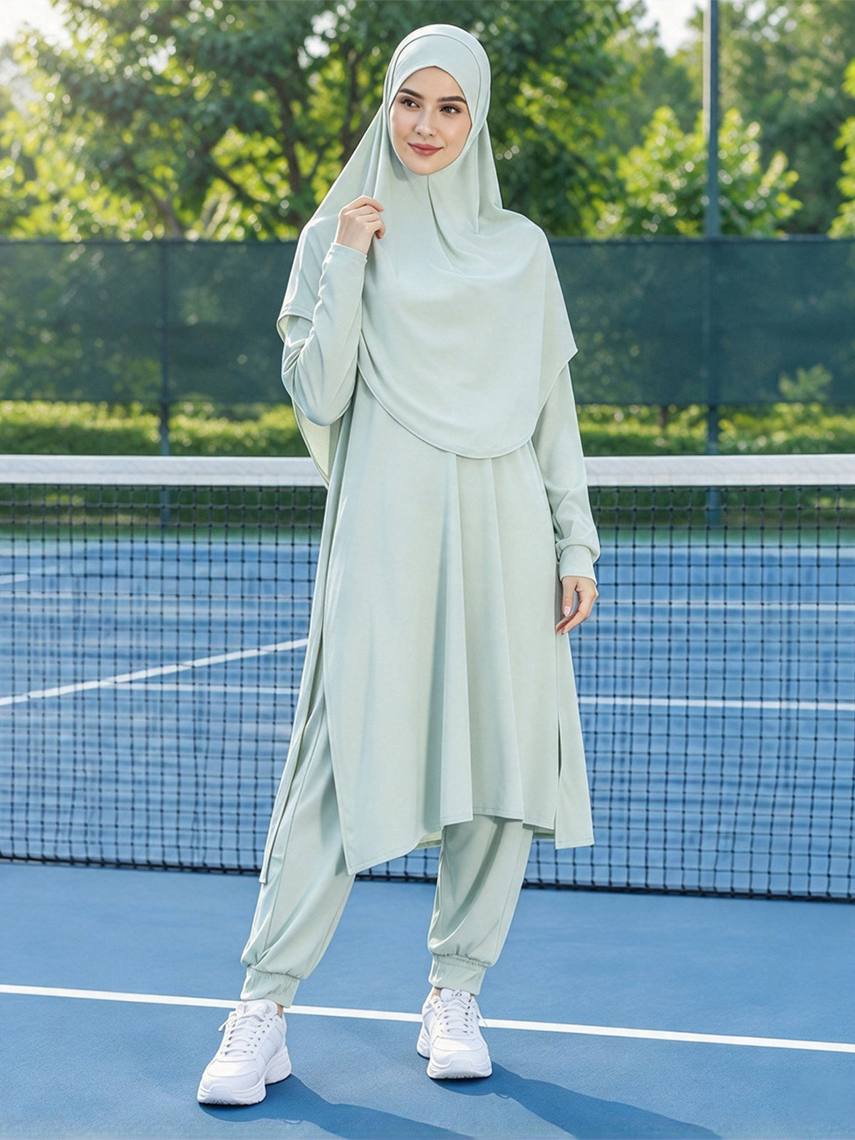 Zaynab Sport Suit Unprinted Customizable Logo Bulk Stock Middle East Supply Muslim SportswearZCS044