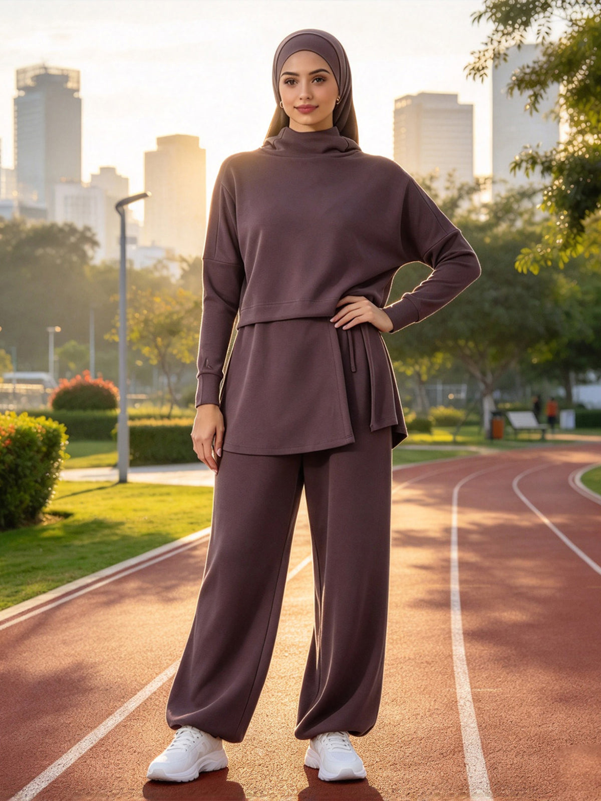 Zaynab  Islamic Workout Outfit Soft No Irritation Fabric Oversized Plus Size Ladies Muslim Sportswear ZCS034
