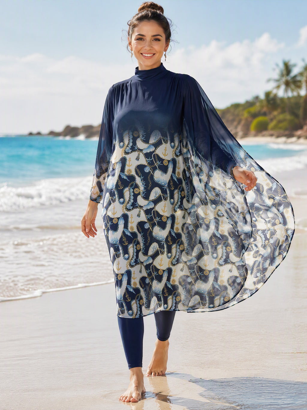 Zaynab  Modest Muslim Swimwear Women Full Coverage Islamic Bathing Suit Quick Dry Long Sleeve Arabic Burkini ZCB042