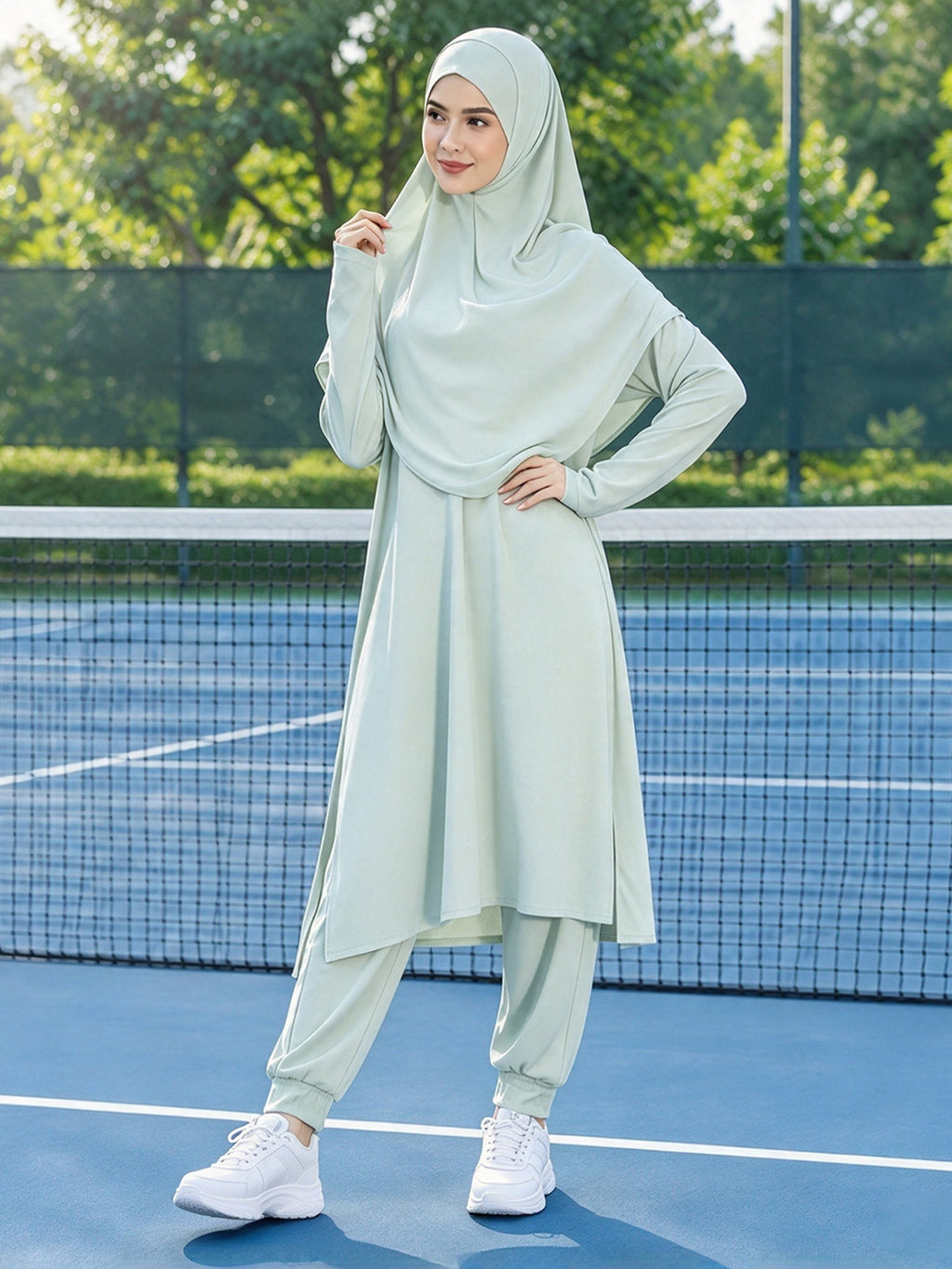 Zaynab Sport Suit Unprinted Customizable Logo Bulk Stock Middle East Supply Muslim SportswearZCS044