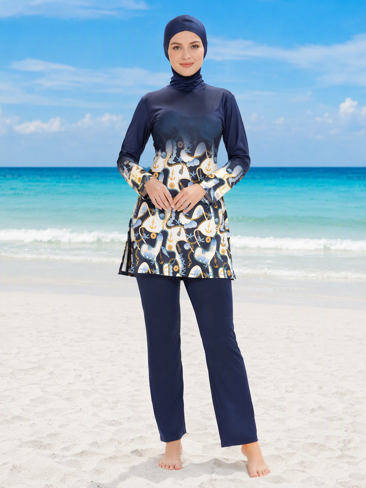 Zaynab  Modest Muslim Swimwear Women Full Coverage Islamic Bathing Suit Quick Dry Long Sleeve Arabic Burkini ZCB042