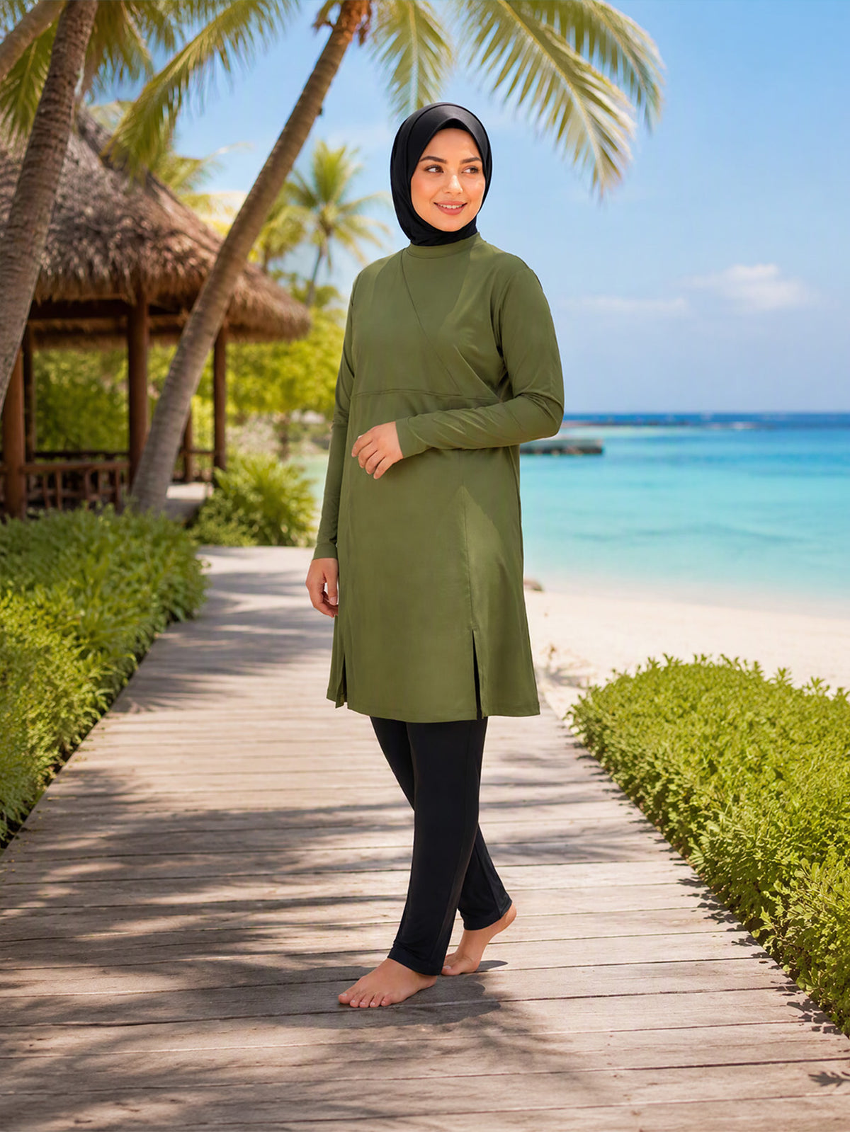 Zaynab 2026 Trend Islamic Conservative Swimwear Long Sleeve Full  Muslim Women Seaside Burkini ZCB037