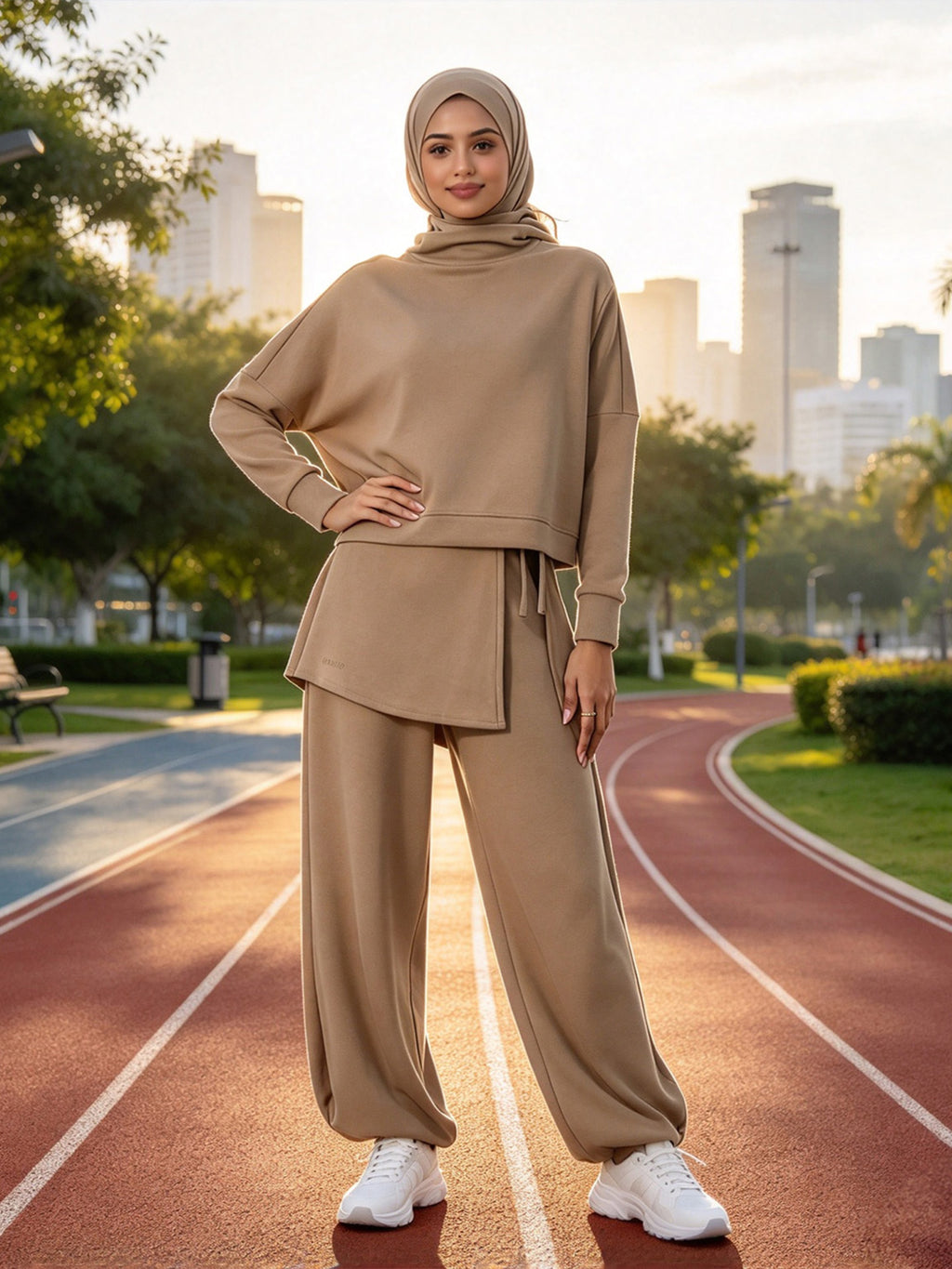 Zaynab  Islamic Workout Outfit Soft No Irritation Fabric Oversized Plus Size Ladies Muslim Sportswear ZCS034