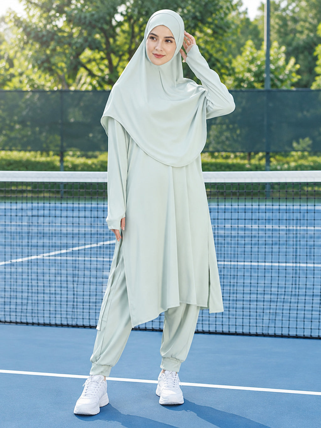 Zaynab Sport Suit Unprinted Customizable Logo Bulk Stock Middle East Supply Muslim SportswearZCS044