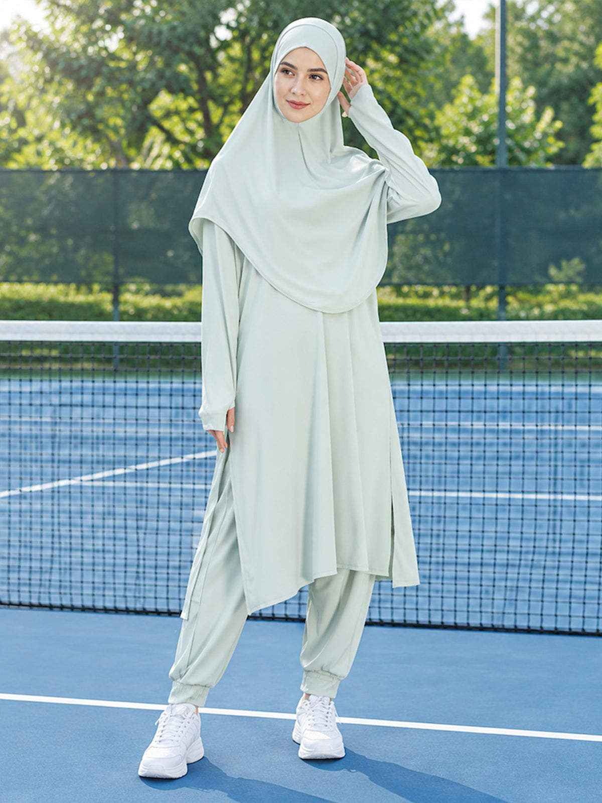 Zaynab Sport Suit Unprinted Customizable Logo Bulk Stock Middle East Supply Muslim SportswearZCS044